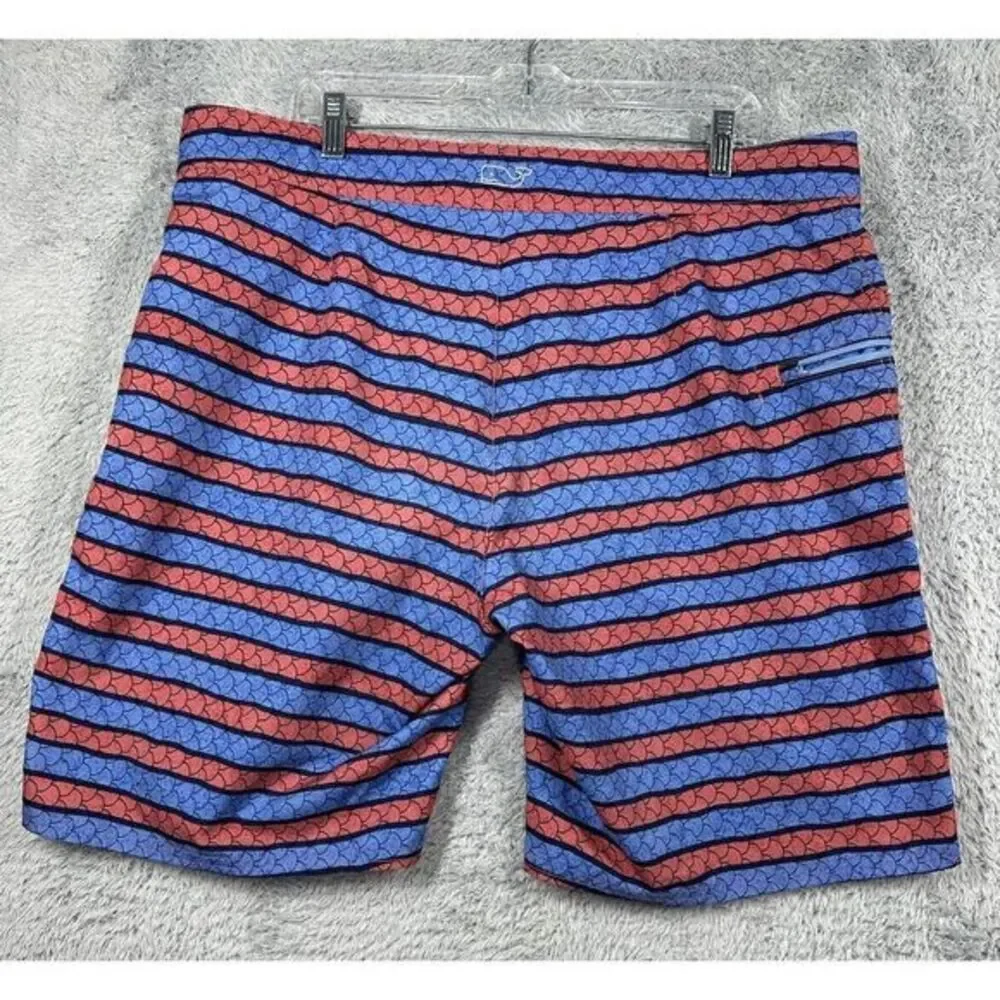 Vineyard Vines 1M0309‎ Men's Angler Stripe Jetty Red Swim Board Shorts Sz 38